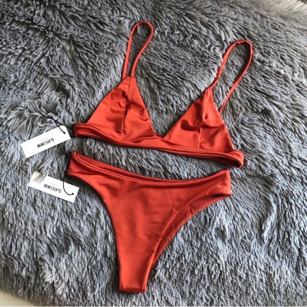 Slate swim abyss cheeky bikini bottoms in rust